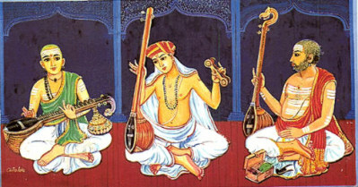 Muthuswamy Dheekshidhar, Saint Thyagaraja and Shyama Shasthri
